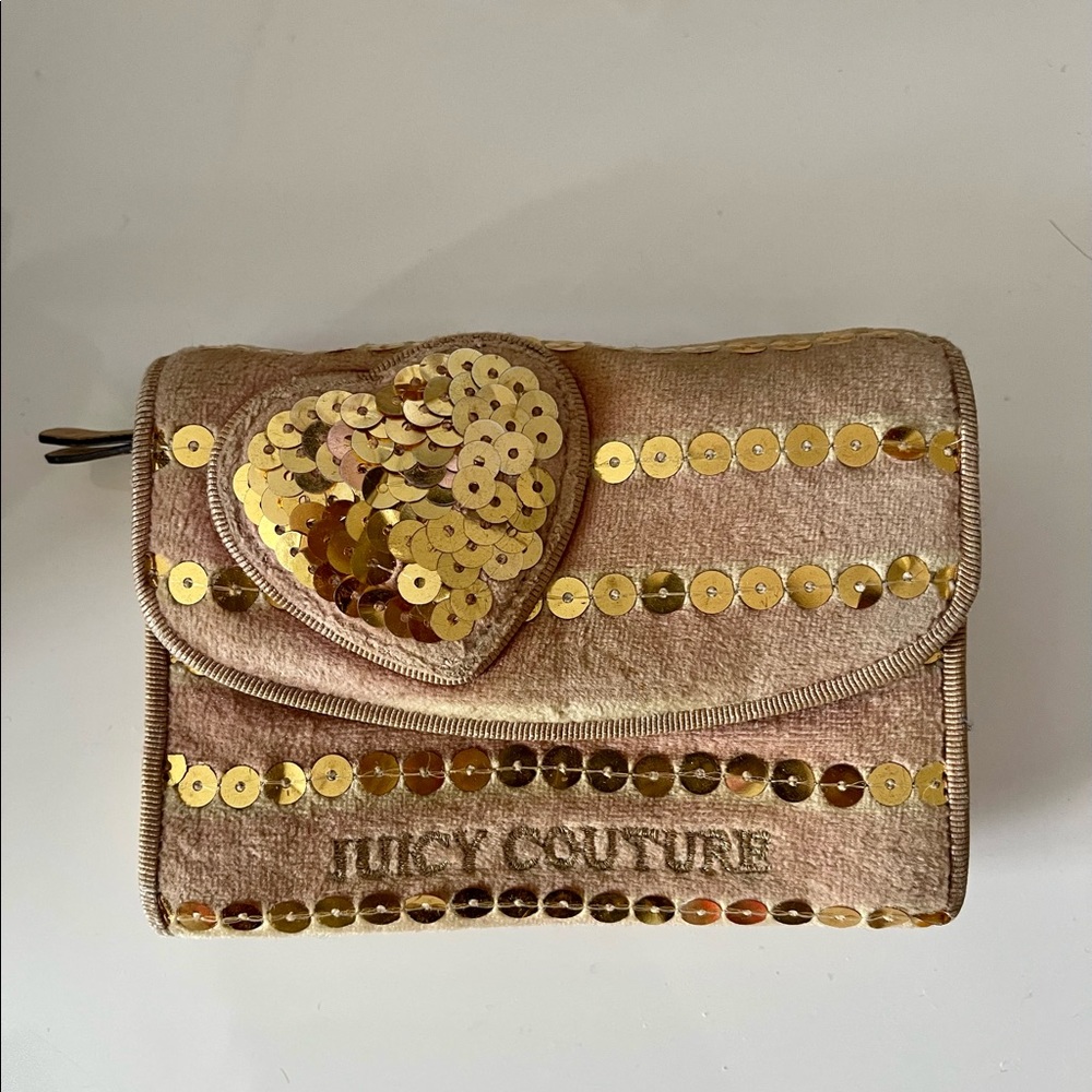 Juicy couture velvet wallet with gold sequin.